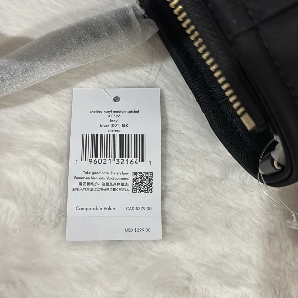 NWT Kate Spade Medium Chelsea Satchel Black Nylon Gold Tone Hardware. - Picture 7 of 7